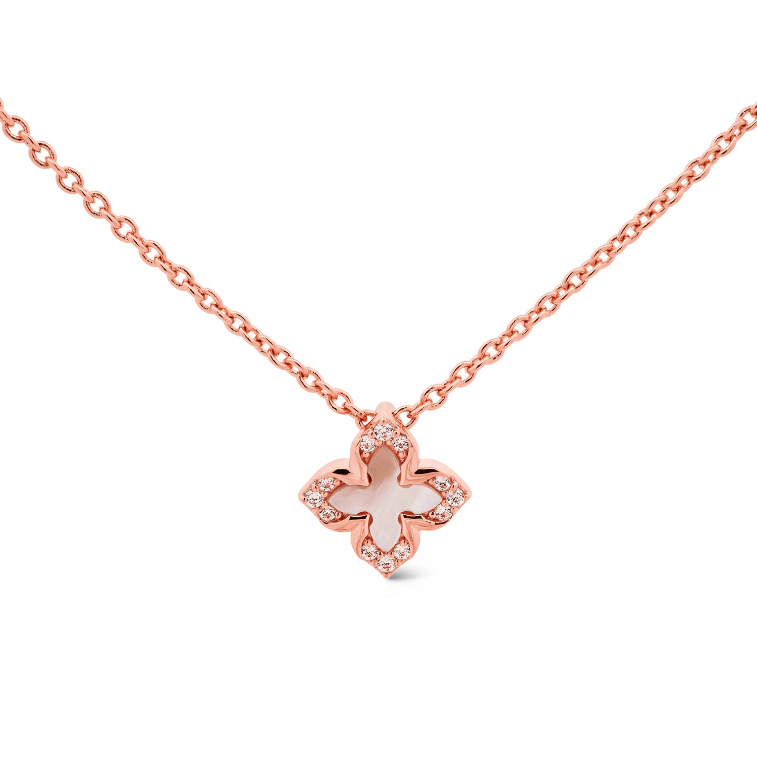 Rose gold clover on sale necklace